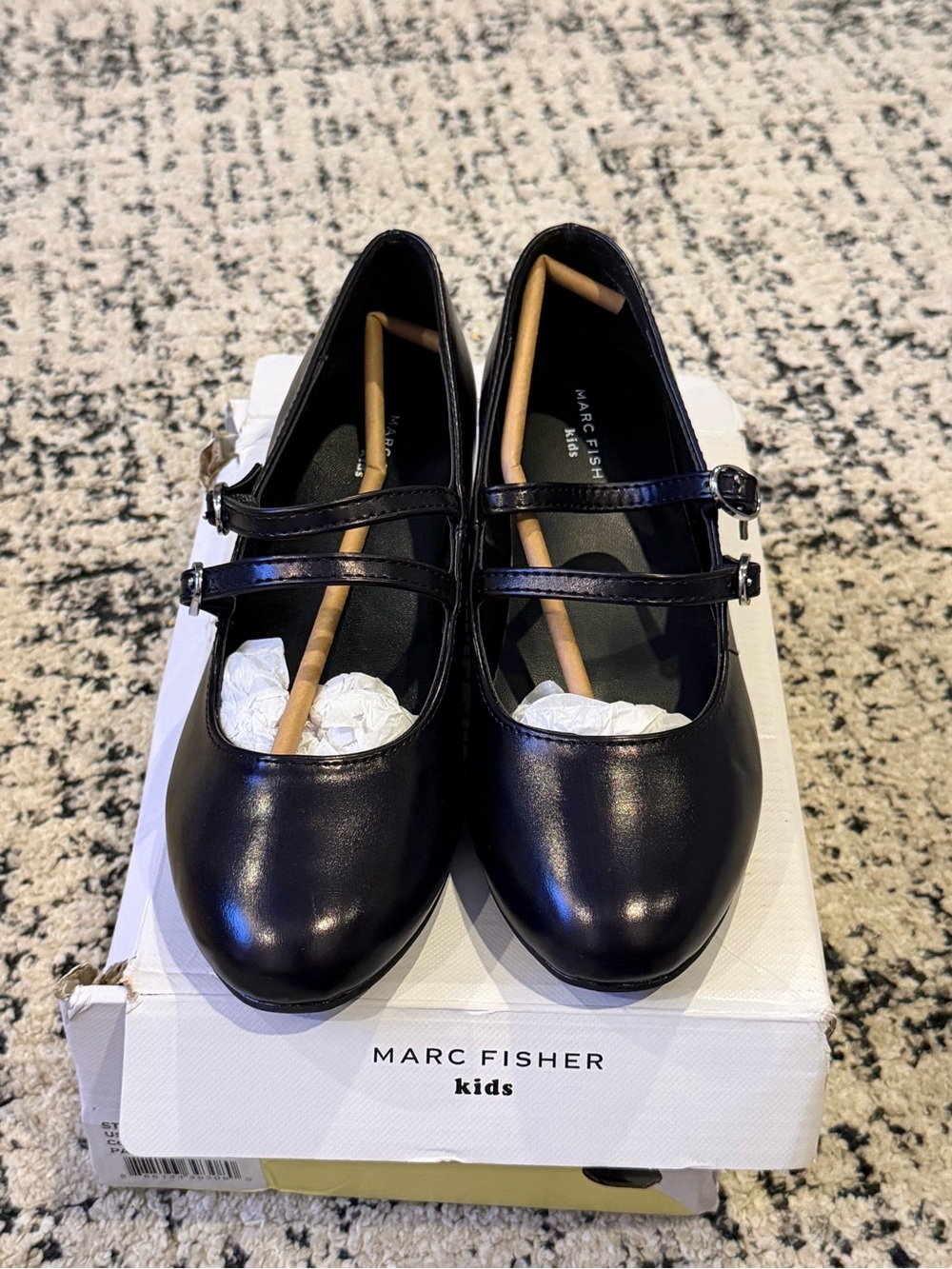 Marc Fisher Kids Black Double-Strap Mary Jane Shoes